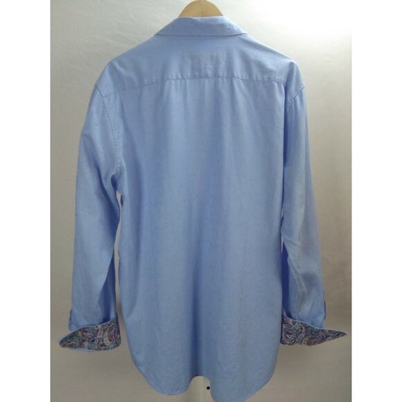Robert Graham Blue Pattern Button Front Party Shirt sz 2XL - Picture 7 of 8